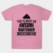T Shirt Women This Is What An Awsome Bartender Looks Like Tshirt Harajuku Print Kawaii Tshirt Summer Short Sleeve Female T-Shirt Top Tee S rožinė