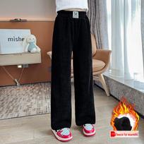Girls' Chenille Wide-Leg Sweatpants - Casual Loose Fit for Spring and Autumn 150