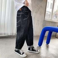 Boys Korean Version of The Spring and Autumn Trendy Jeans, Children's Spring Trousers, Western Style, Big Children 170 juoda