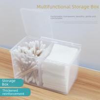 Skaidri plastikinė laikymo dėžutė kosmetinei vatai, rankšluosčiams ir pagaliukams - Ideali tatuiruočių ir siuvinėjimo reikmėms Two-compartment Storage Box - Pink white