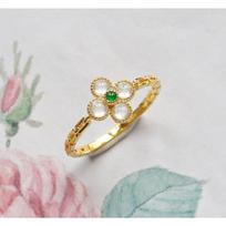 High-Grade Luxury Crystal Ring Four-Leaf Clover Ring Female Opening Adjustable Fashion Women's Ring one size