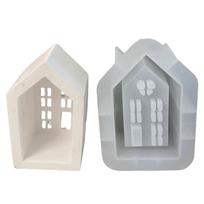 Žvakidės silikoninė forma 3D namas žvakidė dervos formos DIY betono liejiniai forma rankdarbiai žvakių dekoracijos S white