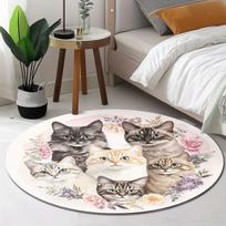 Katės dizaino raštas apvalios formos grindų kilimėliai virtuvė prieškambaris bėgimo kilimėlis miegamasis svetainė minkštas kilimas neslystantis plotas kilimėlis 60X60cm gray