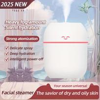 AromaCare USB facial steam humidifier with ultrasonic mist, smart power off, strong dispersion, fine spray for dry and oily skin white