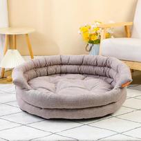 Large Multi-functional Dog Kennel Machine Wash Removable Dog Mat Pet Sofa Cushion Burlap Dog Bed Pet Supplies Y827YY-S- gray