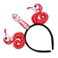 Festival Snake Headband for Chinese New Year Celebrations Adjustable 3D Snake Hairhoop for Adults and Kids All Age 3 raudona
