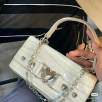 Women luxury designer small shoulder sling bag white