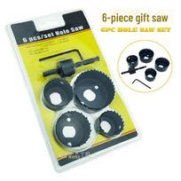 6-Piece Black Woodworking Hole Saw Drill Set