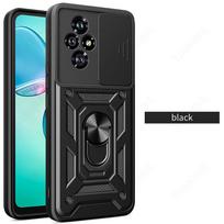 Magnetinis žiedinis atlenkiamas stovas Funda skirtas Honor 200 Pro 5G 90 Lite X5 Plus X6A X9A Magic 5 6 Pro 5G dėklas, slankiojantis objektyvo šarvuotas dangtelis for Honor 200 5G juoda
