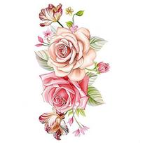 Women's Body Art Waterproof Peony Flower Arm Leg Back Temporary Tattoo Sticker beige