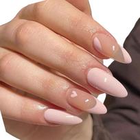 Almond Press on Nails Glossy Fake Nails Stick on Nails in 12 Sizes 24 Pcs French Nails Tips for DIY Nail Art Decorations