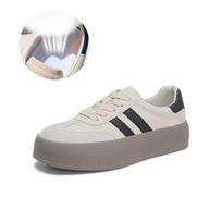 Genuine Leather Retro Thick Soled German Training Shoes for Women Height Increasing Casual Sports Board Shoes, Spring and Autumn 35 smėlis