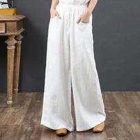 Baggy Plus-size Wide-leg Pants High-waisted Floor-length Pants Straight Leg Pants S balta