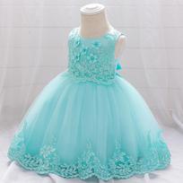 Beaded Flower Tutu Princess Dress for Girls 80 cm obuolių žalios spalvos