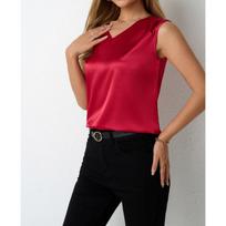 Women's Spring and Summer Color Satin Shirt Temperament Commuting Sleeveless Blouses & Shirts S bordinė