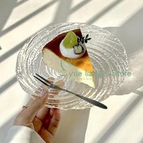 Transparent Water Ripple Glass Plate Nebula Breakfast Dessert Dish Home Fruit Salad Cake Plate Kitchen Tableware beige