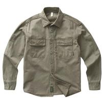 Shawn Yue Men's Japanese Workwear Shirt: Hong Kong Style, Long Sleeve, Casual, Loose Fit, Spring/Autumn Jacket Large žalia