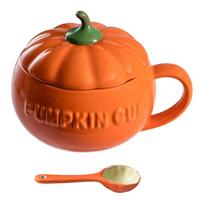 Vintage Coffee Mugs Cups with Lids Pumpkin Ceramic Milk Container Travel Espresso oranžinė
