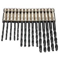 HSS Coated Twisted Drill Bit Hex Shank 3-5mm High Speed Steel 15Pcs Set