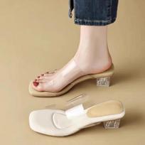 Zapatos de tacón alto con punta abierta para mujer, sandalias transparentes de PVC, zapatos de verano sizes 35-43 35