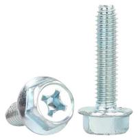 Galvanized Self-Locking Flange Screws, Triangular Toothed, Non-Slip, Cross Hexagon M4*8 (Cross Tooth)