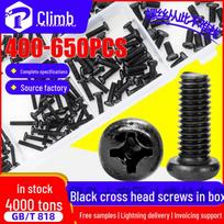 Black Cross Round Pan Head Machine Screw Set for Watches and Glasses Large Mixed Screws (601 PCS)