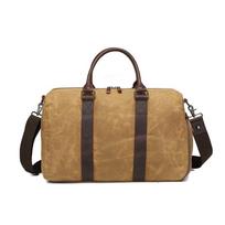 Wear-resistant Oil Wax Canvas Travel Bag Retro Europe and The United States Solid Color Outdoor Single Shoulder Luggage Storage Bag chaki