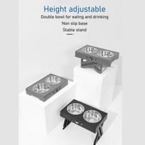 Elevated Dog Bowls Prevent Slip 3 Heights Adjustable Raised Dog Bowl with 2 Stainless Steel Dog pilka spalva