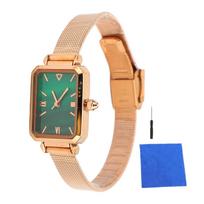 Green Dial Watch Ladies Quartz Watch Fashion Vintage Waterproof Rectangular Watch for Women Rose beige