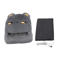 USB Foot Warmer Fashionable Cartoon Electric Heating Slipper Shoe for Home Travel Office Gray black
