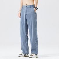 Ultra-thin Wide Pants Men Lyocell Fabric Breathable Soft Straight Casual Trousers Loose Simple Male Sweatpants XXXXXL mėlyna