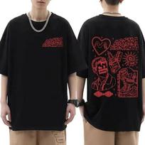 Cotton Arctic Monkeys Inspired T Shirt Album List Doodle Print Vintage T-shirt Men Short Sleeve Tshirts Streetwear S brown