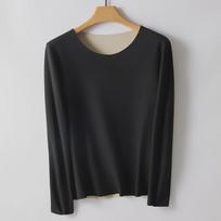 German Velvet Women's Long-Sleeve Thermal Top: Slim Fit, Round Neck, Solid Color, Plus Size, Autumn/Winter Warmth. XL [60-70 kg] juoda