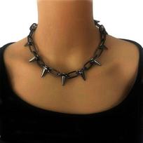 Spike Choker for Women Men Goth Punk Necklace Metal Spike Chain juoda