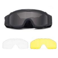 Tactical Goggles 3 Lens Wind Dust Proof Shooting Motocross Motorcycle Mountaineering Glasses Safe UV Protection