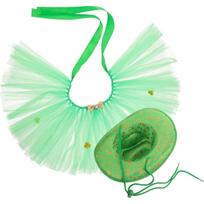 Pet Costume Shamrock Hat Tutu Skirt Outfit  Saint Patrick's Day for Dogs and Cats for Dog Cosplay and Celebrations žalia