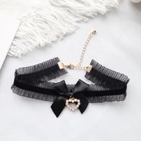 Sweet Lolita Pearl Bow Choker Necklace