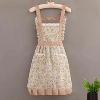 Women's Breathable Canvas Apron with Double Pocket - Princess Skirt Design, Anti-Fouling and Wear-Resistant for Home and Kitchen Use
