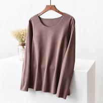 2024 Women's Seamless German Velvet Long-Sleeve Round Neck Top - Autumn Collection Coffee
