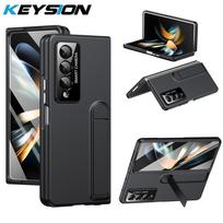 KEYSION Shockproof Case for Samsung Galaxy Z Fold 4 3 5G Hard PC Kickstand Phone Cover with Tempered Glass Screen Protector for Galaxy Z Fold 4 juoda