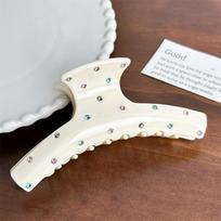 Korean Cute Diamond Shark Clip Headdress: Sweet Dot Pattern Hairpin