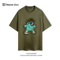New Wax Printed Short Sleeved T-shirt Unisex Trendy Brand Versatile Pattern Loose Shoulder Top XXXL