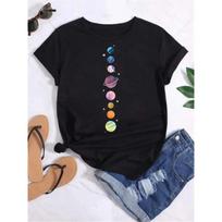 Maycaur T Shirt Women Moon Planet 3D Print Fashion Tee Shirts Casual  Short Sleeve Streetwear Female T-Shirt S
