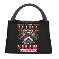 Tattoo Artist Fix Stupid Hurt Tattooed Ink Studio Insulated Lunch Tote Bag for Cooler Thermal Bento Box Outdoor Camping Travel 28x17x16CM smėlis