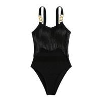 Moteriškas seksualus Monokini Sling be rankovių su kutais dekoruotas maudymosi kostiumėlis, tinklelis, sujungimas be nugaros, vientisas bikinis S