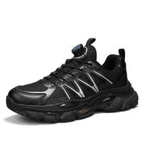 Rotating button Hong Kong style fashion trend casual sports shoes men's shoes spring and autumn breathable mesh comfortable platform running shoes 38