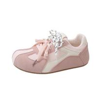 Niche retro German training shoes women's 2025 spring and autumn new comfortable flat bottom inner heightening board shoes casual sports Forrest Gu 35 rožinė