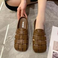 2024 new lazy slippers women's outer wear bag head Roman half slippers flat bottom one pedal beach half drag women's shoes 40 ruda