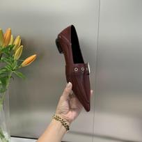 Woman Luxury Metal Chain Ballet Shallow Ballerina Slip on Casual High Heels New Women Fashion Pointed Toe Low Heeled Shoes 35 vyno raudonos spalvos