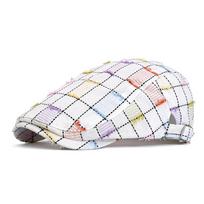 Retro Berets Women's Spring Summer Plaid Newsboy Hat Painter Hat Sunshade Cap Style2 balta